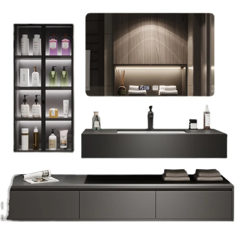 Latest Waterproof Floating Vanity Unit Wall Hanging Wood Furniture Bathroom Cabinet With Mirror