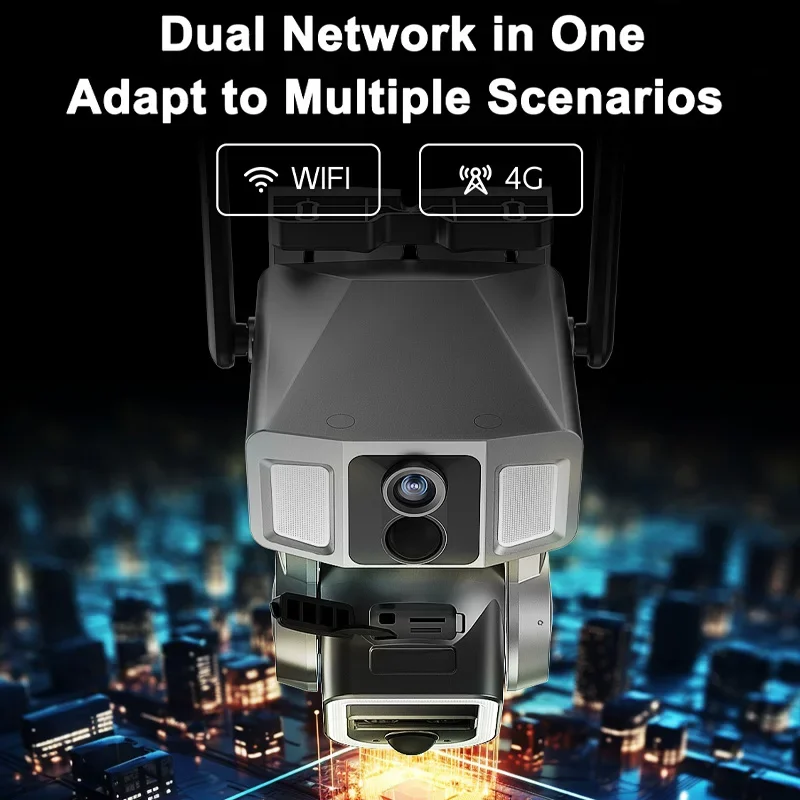 Rscamtom 12MP Solar Beveiligingscamera Draadloos Buiten 10X Zoom Alarm Push Wifi 4G 2 in 1 CCTV Camera