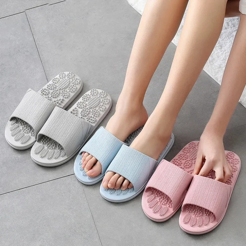 Pantuflas de verano para mujer y hombre, con masaje para pies, de una sola correa, antideslizantes, para baño, interior, exterior, playa, piscina, para parejas, sandalias casuales para el hogar.