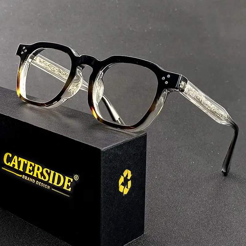 CATERSIDE Neue quadratische flache Lichtbrille für Männer und Frauen, Retro-TR-Rahmen-Brille, hochwertige Brillen, minimalistisch passend – Detail 2