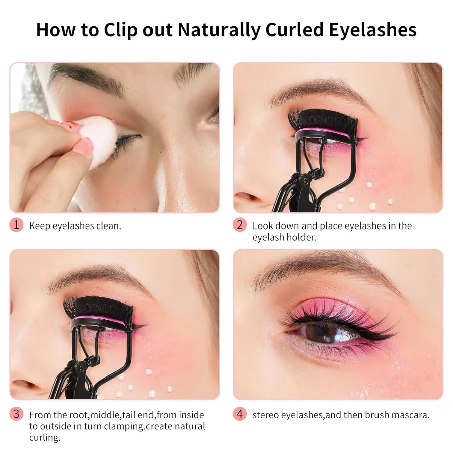 Wimperkruller Kit 4-in-1 Lash Curler Kit wimperkam wimperverlenging pincet wenkbrauwborstel en kam met 6 Extra Replaceme