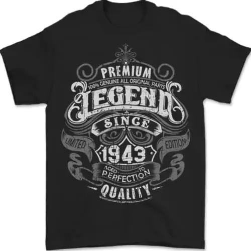 

Мужская футболка премиум-класса из 1943 хлопка с надписью «Legend 80th Birthday», 100%