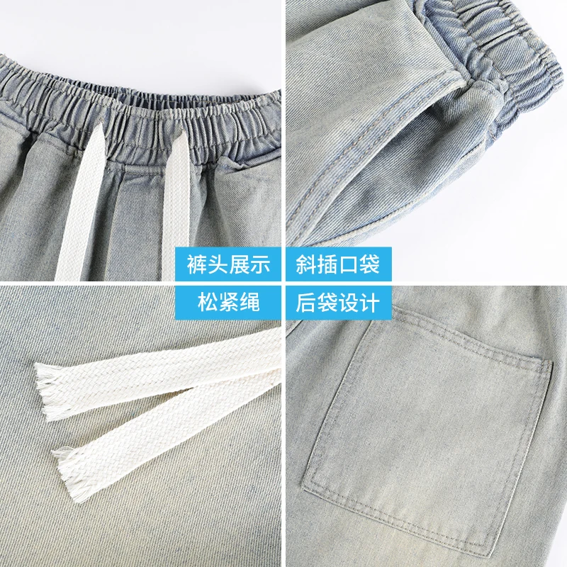 الصيف الرجال شورت جينز غير رسمي فضفاض وعصري طول الركبة الدنيم السراويل الرجعية الرجال الدنيم الجديد خمسة أرباع السراويل #6
