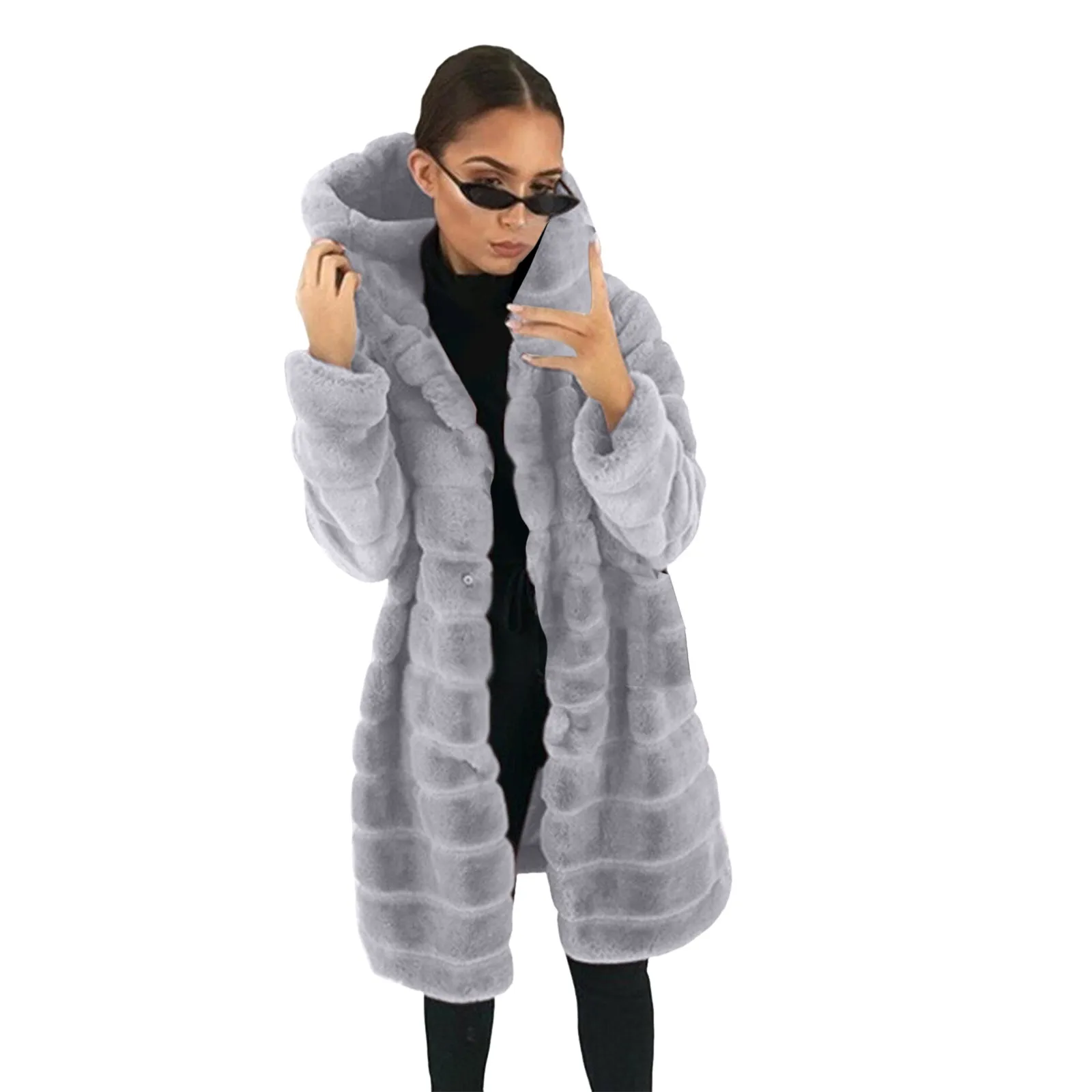 Cappotto di pelliccia sintetica con cappuccio di lusso donna autunno inverno caldo giacca di pelliccia Super spessa femminile nuovo soffice