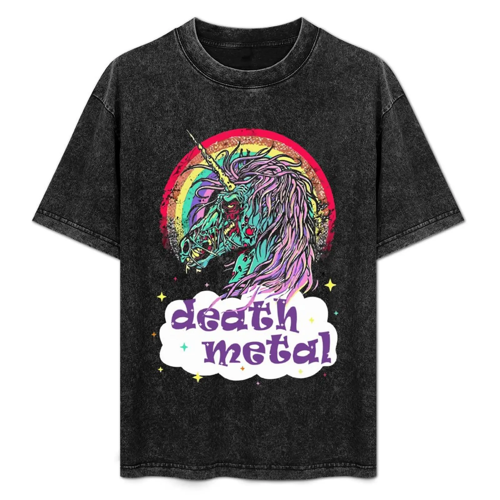 

Zombie Unicorn Death Metal T-Shirt Basic Plain Tee for Spring and Summer