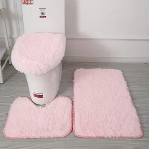 3pc Juego de baño alfombra alfombra cubierta de tapa de inodoro liso bañeras de color sólido kit de alfombras para el hogar sin deslizamiento sin deslizamiento para baño para baño 12 mejores set de ventas WC - №2