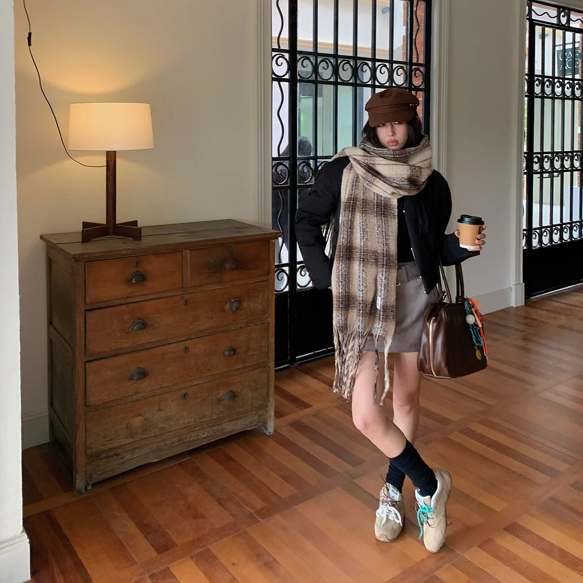 Imitation Kaschmir Warm Wrap Schal Koreanische Herbst Winter Neue Verdickte doppelseitige Schal Lange Retro Überprüfen Schals Foulard Stolen