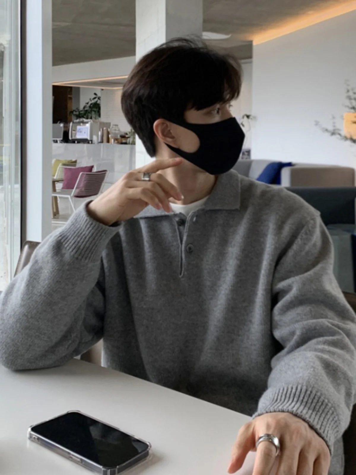 

ay Collar Knitted Sweater Autumn Winter Mature Stable Men's Faion Turn-down Collar Base irt Korean Sle Outfit