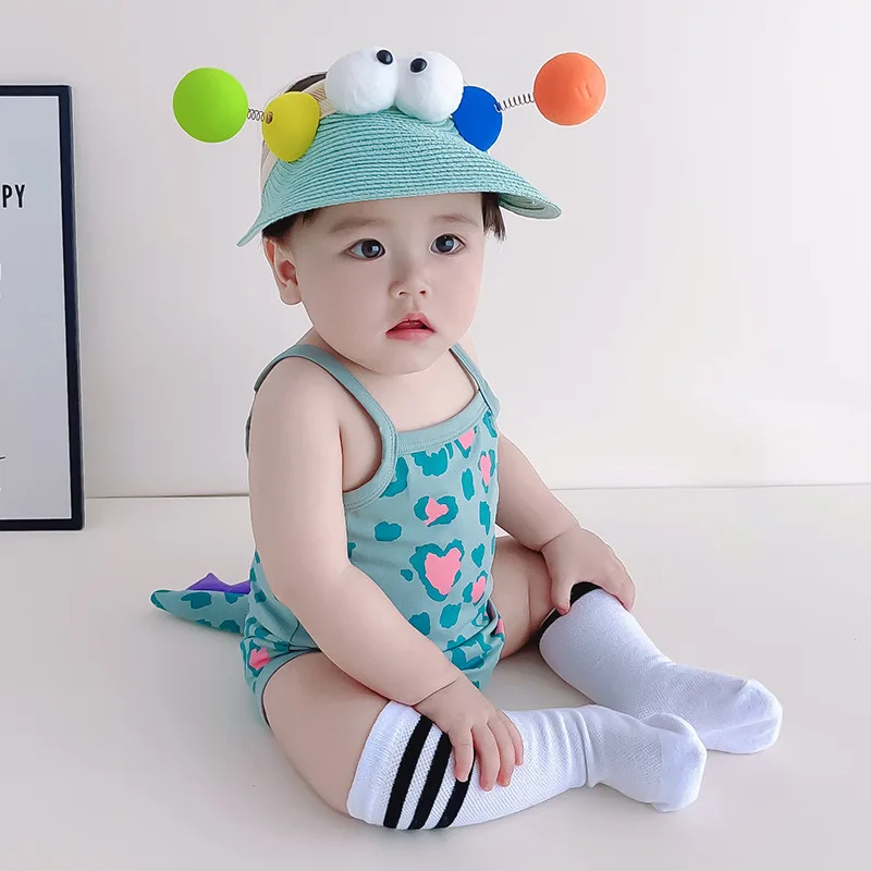 Summer Kawaii Dinosaur Newborn Baby Clothes Girl Boy Bodysuit Romper Baby Sling Love Print Cotton Outfit Toddler Infant Onesie
