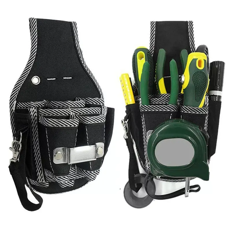 Outdoor Electrician Waist Pocket Tool Belt Pouch Black 600D Nylon Fabric Bag Screwdriver Kit Holder Case