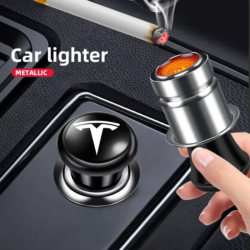 Car Mini Cigarette Lighter Windproof Flameless Cigar Lighter For Tesla Model Y/X/S Model 3 Decals TM3 TMX TMS Car Accessories