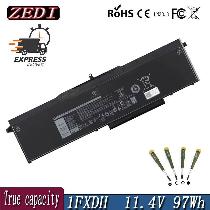 ZEDI 11.4V 97Wh New 1FXDH 1WJT0 D191G Laptop Battery for Dell Latitude 5411 5510 Precision 3540U 3540 Inspiron 7500 7706 2-IN-1