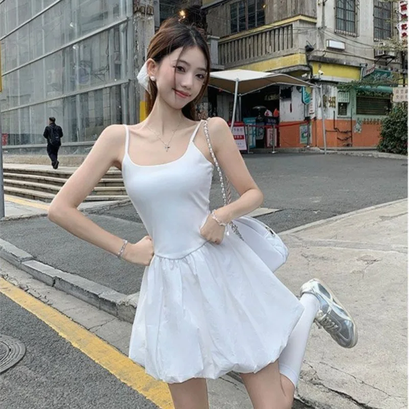 Gentle White Slip Dress Women's 2026 New Summer Slim Slimming Bud Skirt U-neck Backless A-line Skirt