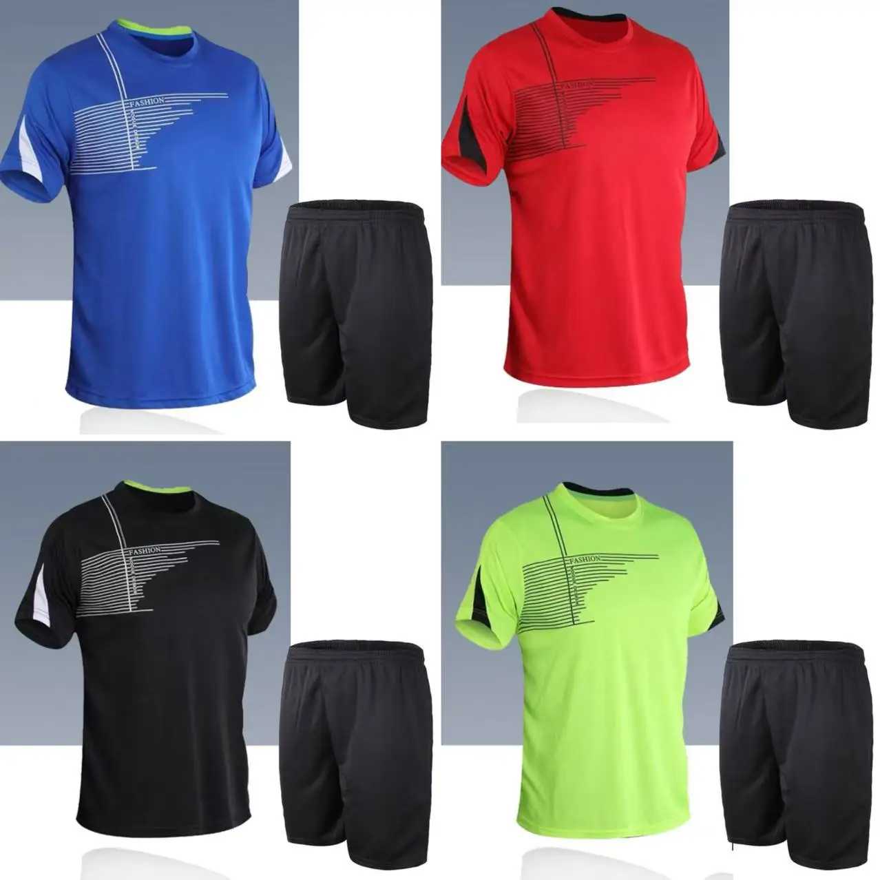 Running Sets Men Sportswear Short sleeve Clothes Fitness Basketball tennis Soccer Plus Size Gym Clothing 2 pieces Sports Suits
