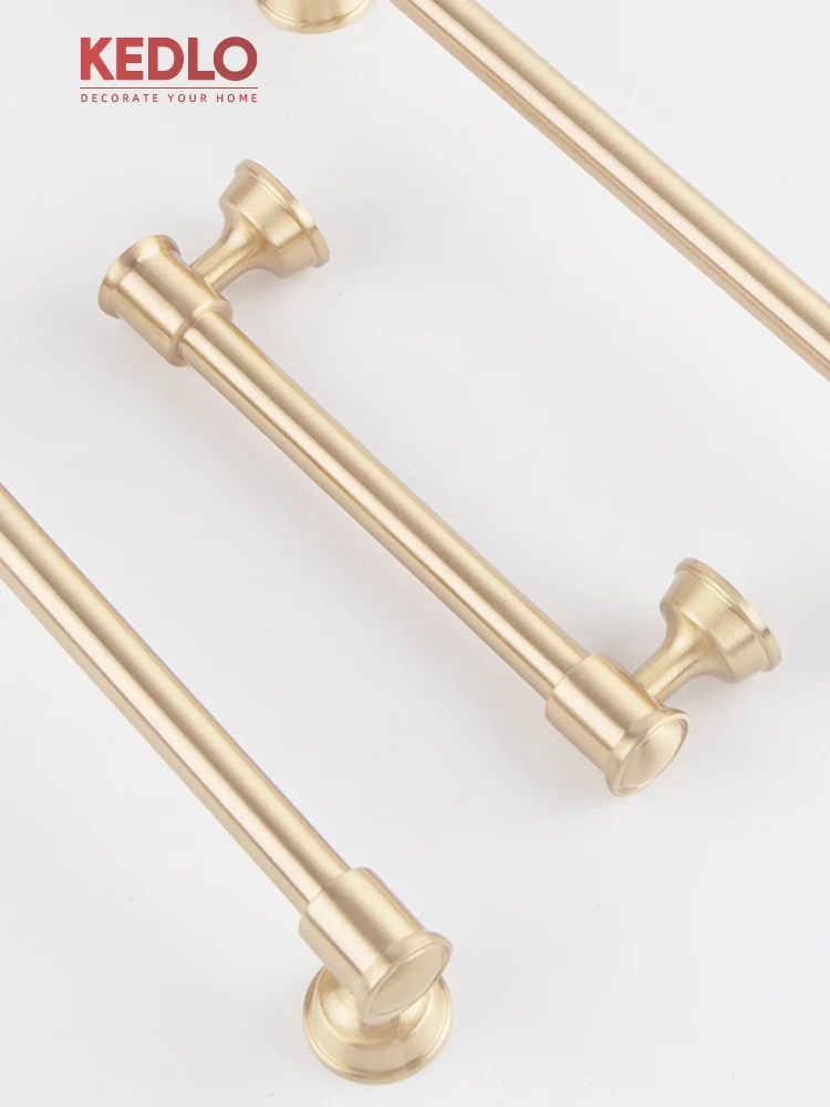 KEDLO Massiver Messinggriff, modern, schlicht, luxuriös, gebürstetes Messing, goldfarben, für Küchenschrank- und Schubladentüren – Detail 4