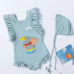 Dumbo Cartoon Toddler Baby Swimsuit One Piece Children Swimwear Kids Girl Bathing Suit Swim Shirts for Surfing Beach Wear Outfit