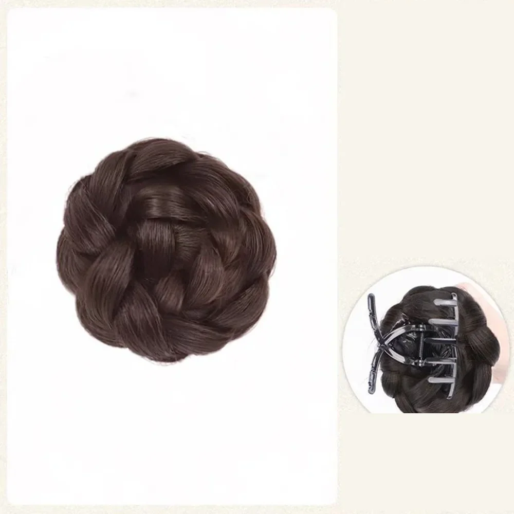 Il temperamento Bract parrucca sintetica con clip simula la parte posteriore naturale della testa alta corona cranica twist fiore germoglio testa parrucca avvolgente