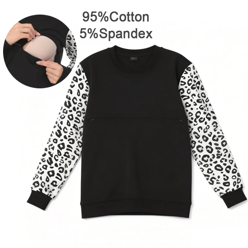 

Футболка-худи для беременных и кормящих мам с круглым вырезом, удобная одежда для женщин после родов