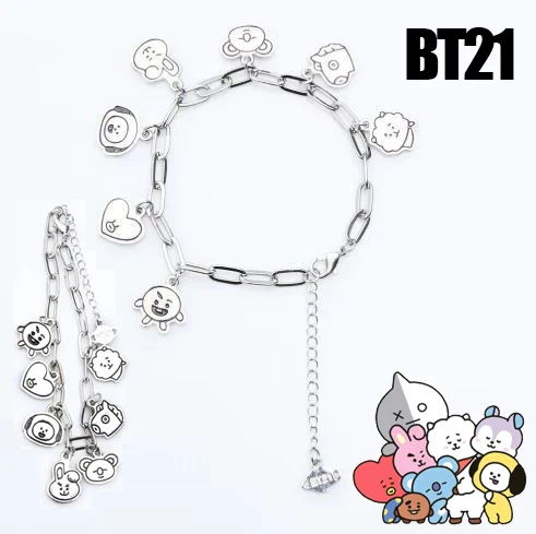 @BT21 RJ Koya Shooky Chimmy Pulsera de moda con personalidad para parejas, pulsera bidimensional de alto valor ajustable, regalo navideño