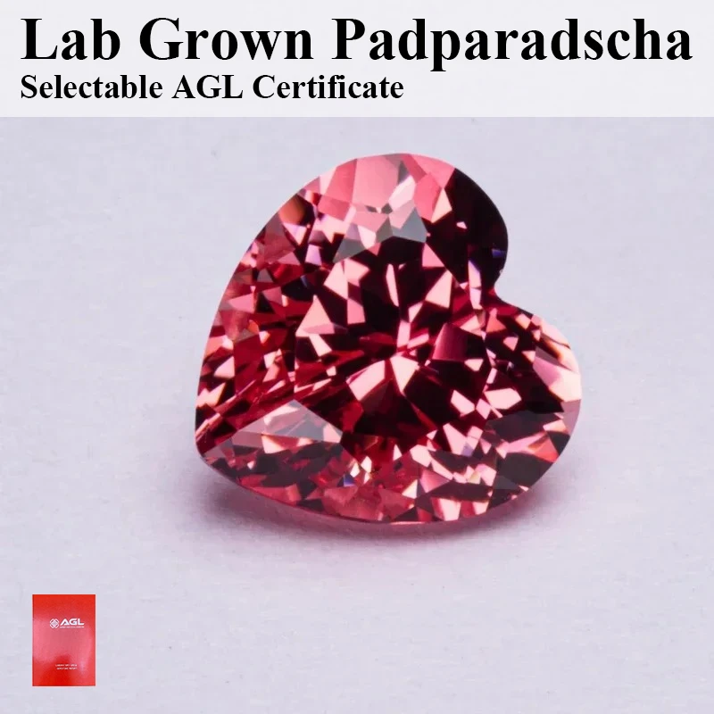 

Wholesale Top Lab Grown Padparadscha Heart Red Lotus Flower Color VVS1 For Charms Diy Jewelry Making Materials Selectable AGL Ce