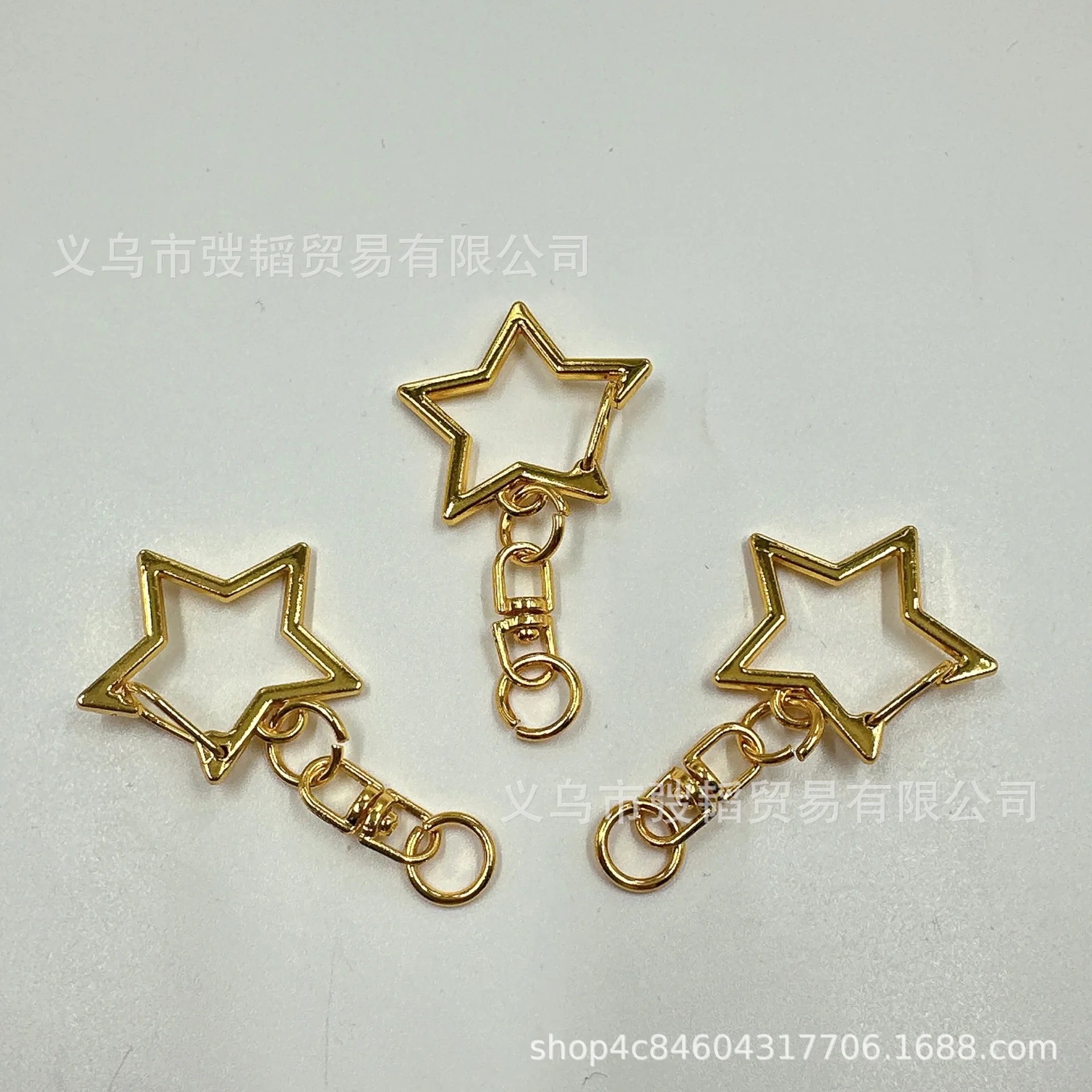 10Pcs New Star Pentagram Hollow Key Chain Rings Keychain DIY Accessories Lobster Clasp Keyring Jewelry Making Findings