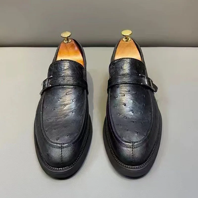 21 South African Leather For Casual Versatile Genuine Ostrich Dress Fashion Trend One Step Business Men's Shoes