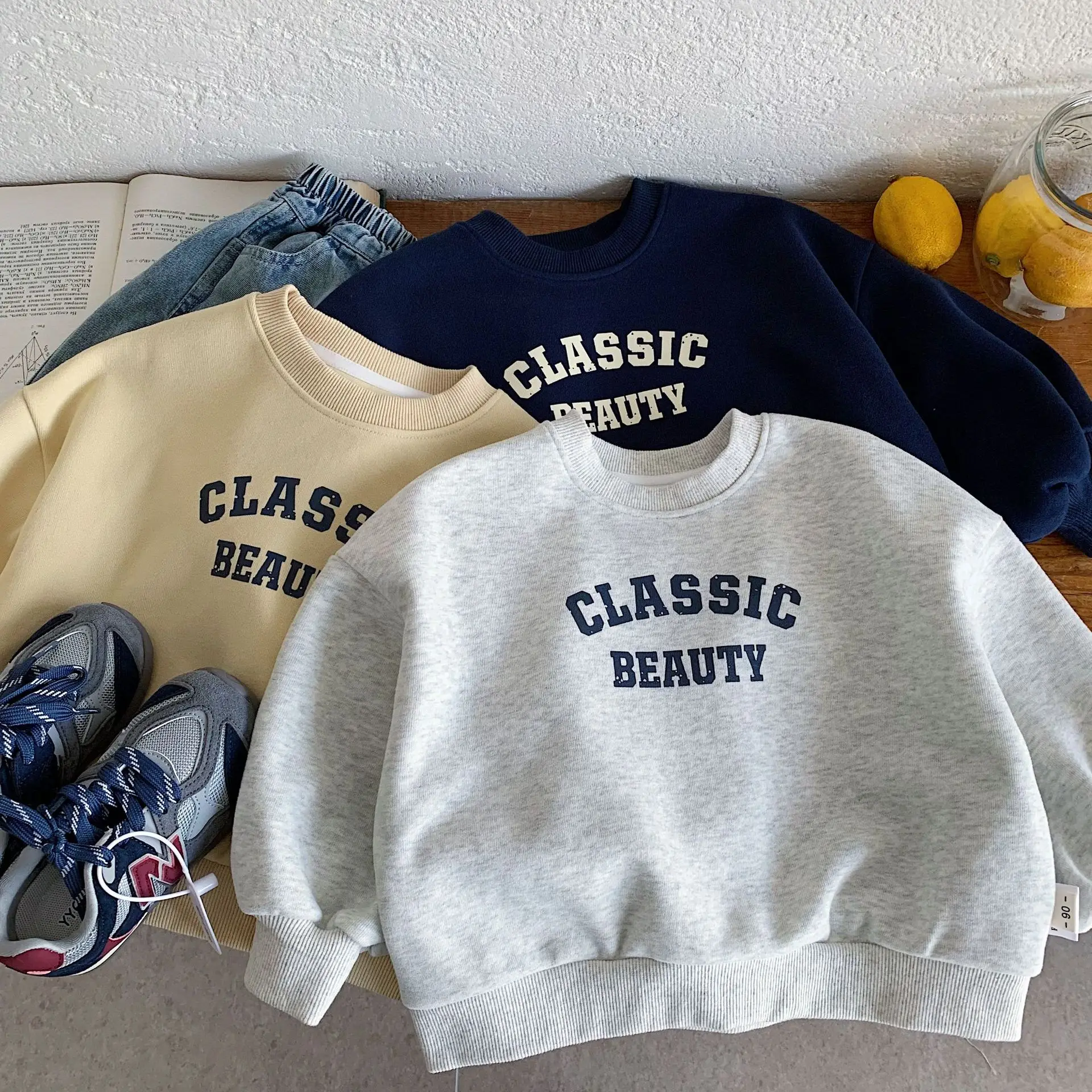 

Spring Autumn Baby Boys Girls Cotton Loose Alphabet Pullover Sweatshirt Children Track Jumper Coat School Kids Outfit Top 1-10Yr