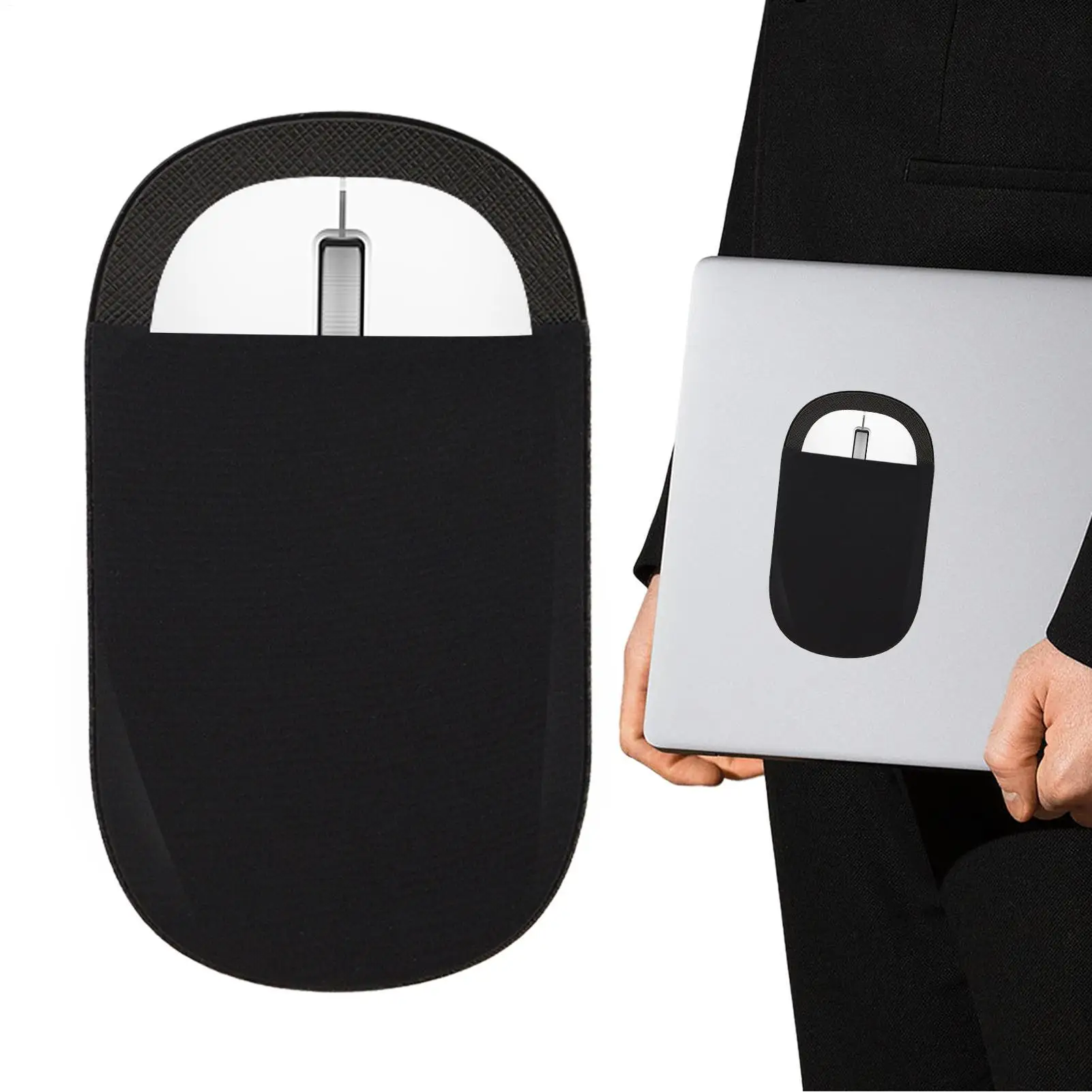 Reusable Adhesive Mouse Pouch For Laptop, Universal Stick-On Wireless Mouse Holder For MacBook, Tablet, No Glue Residues
