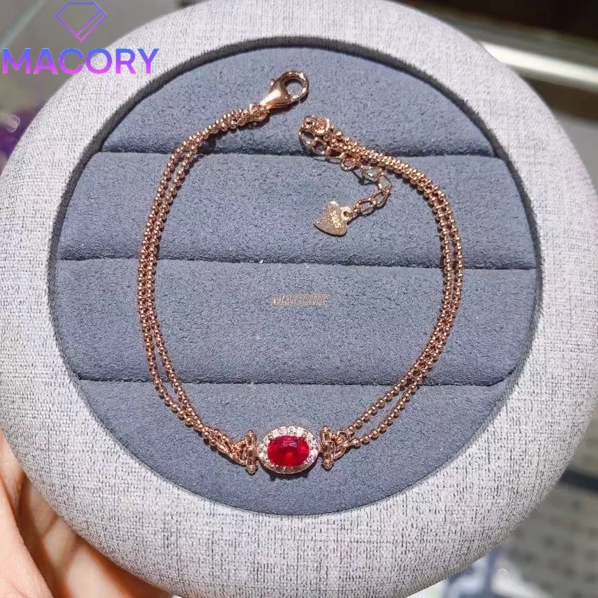 

Женский рубиновый браслет из чистого серебра 925 пробы 4 ✖️ Простые классические модные украшения диаметром 6 мм с сертификатом, изысканный подарок