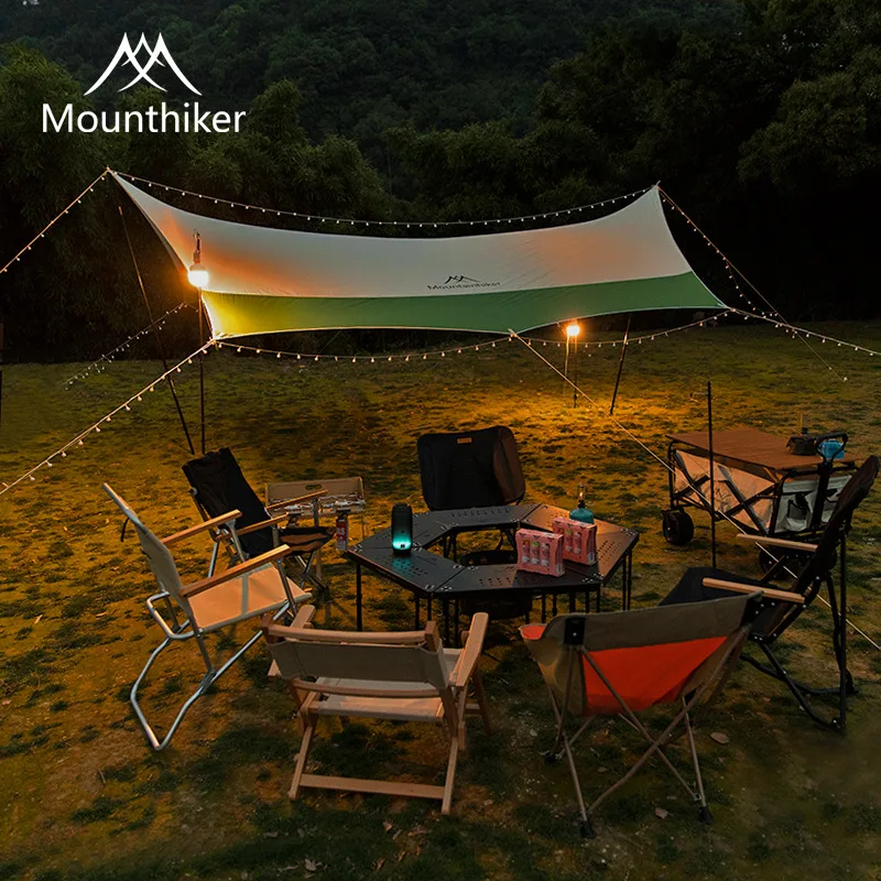 

Portable Outdoor Camping Tarp Tent Silver Coated Canopy Sunscreen and Rainproof Shade Ultra-light Picnic Camping Equipment