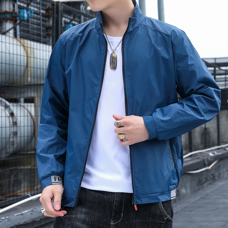 Lightweight Jacket Men Fashion Clothing Thin Slim Casual Jacket Men Streetwear Korean Fashion Coat Stand Collar Bomber Jacket