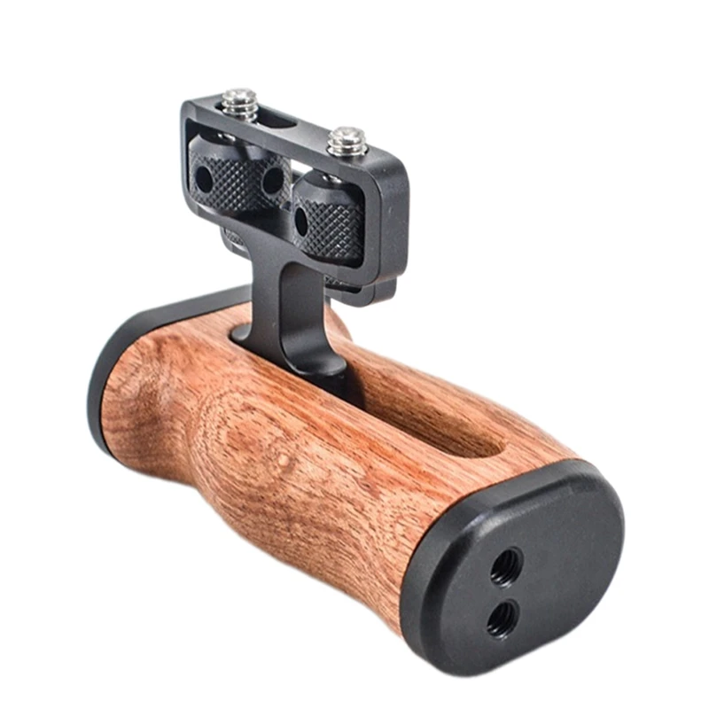 New Camera Side Handle Grip For Sony/Canon/Nikon DSLR Camera Cage Left Right Side Wooden Handgrip With Cold Shoe