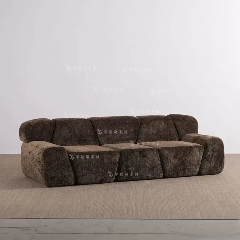 Medieval Style Large Fabric Three Seater Sofa Modern Studio Module Combination Straight Row Reception Couch for Living Room