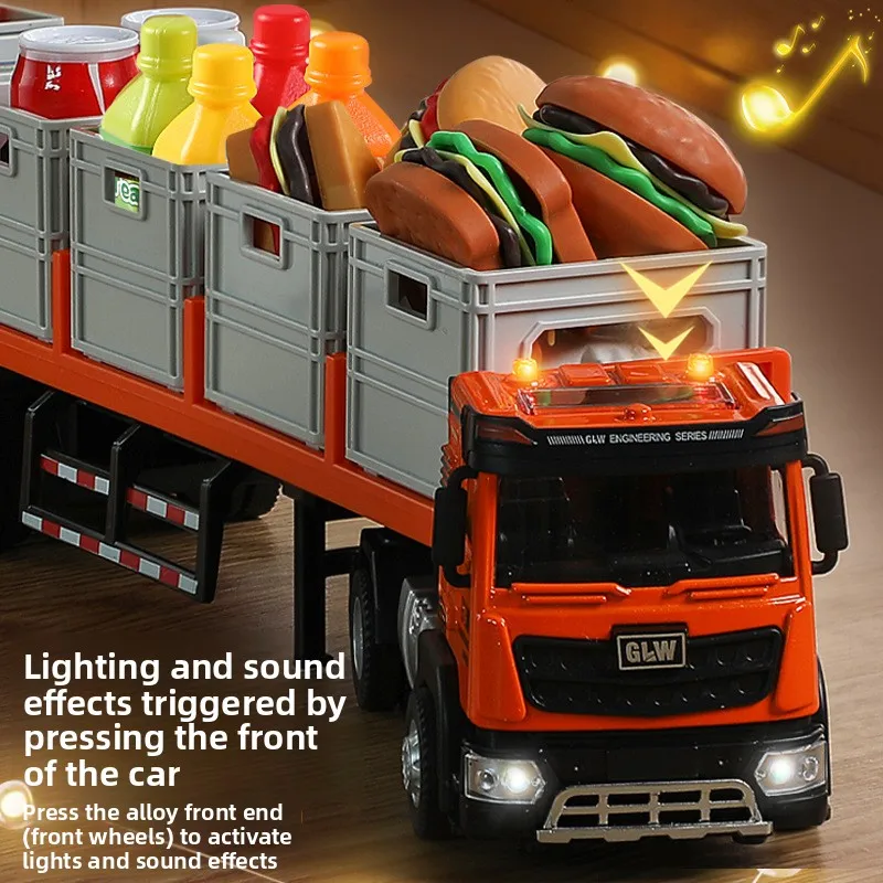 Camion en alliage jouet remorque Cargo transporteur camion voiture éducative pour enfants jouet véhicule de Construction retirer Non-télécommande