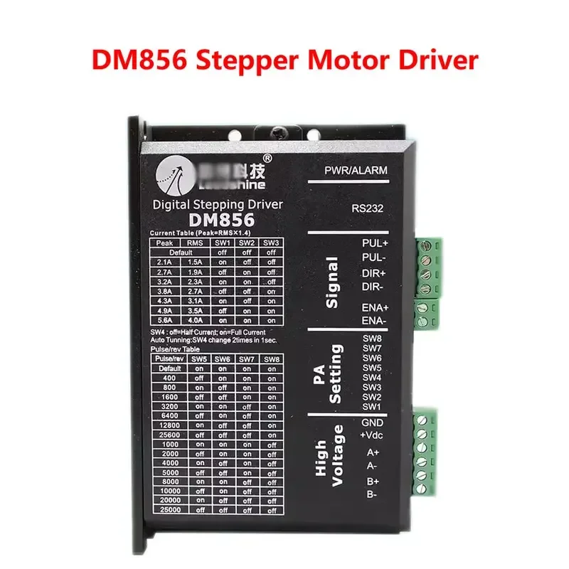 Двухфазный драйвер шагового двигателя DM856 57 60 86, совместимый с двигателем MD556 ND556 и дополнительным двигателем 57CM26 Двухфазный драйвер шагового двигателя DM856 57 60 86, совместимый с двигателем MD556 ND556 и дополнительным двигателем 57CM26