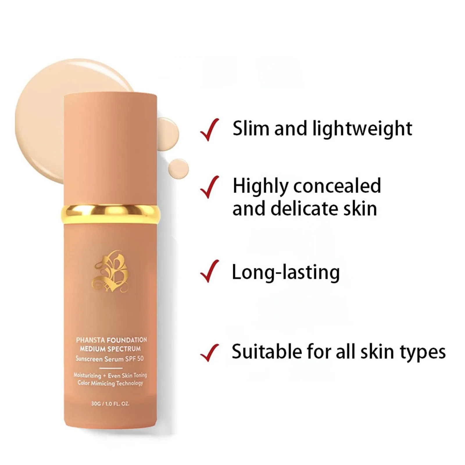 Biomimic Foundation 4 In 1 Spectrums 4 In 1 Biomimic Light Spectrums Foundation With SPF50+ Longwearing