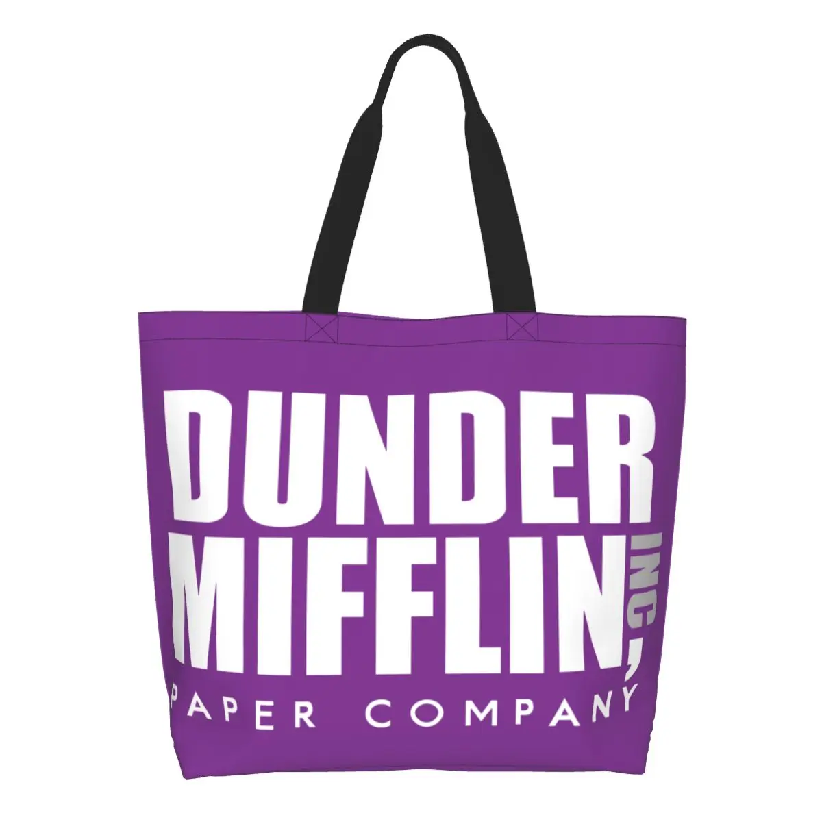 사무실 TV 쇼 Dunder Mifflin 페이퍼 컴퍼니 캔버스 쇼핑백, 여성용 내구성 있는 대용량 식료품 토트 쇼핑백