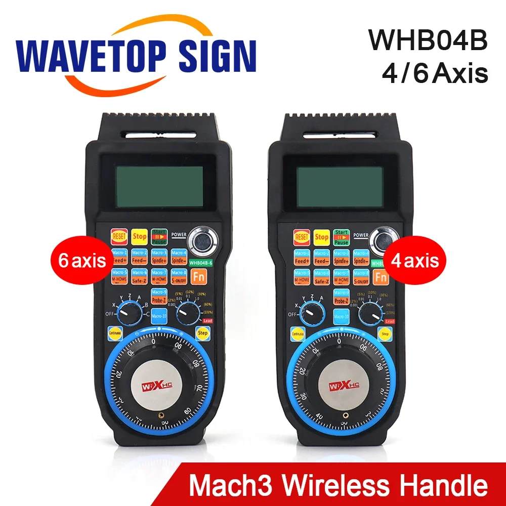 WaveTopSign XHC CNC Mach3 Wireless Lathe Handwheel WHB04B MPG Pendant Handwheel 4axis USB Receiver for CNC Milling Machine