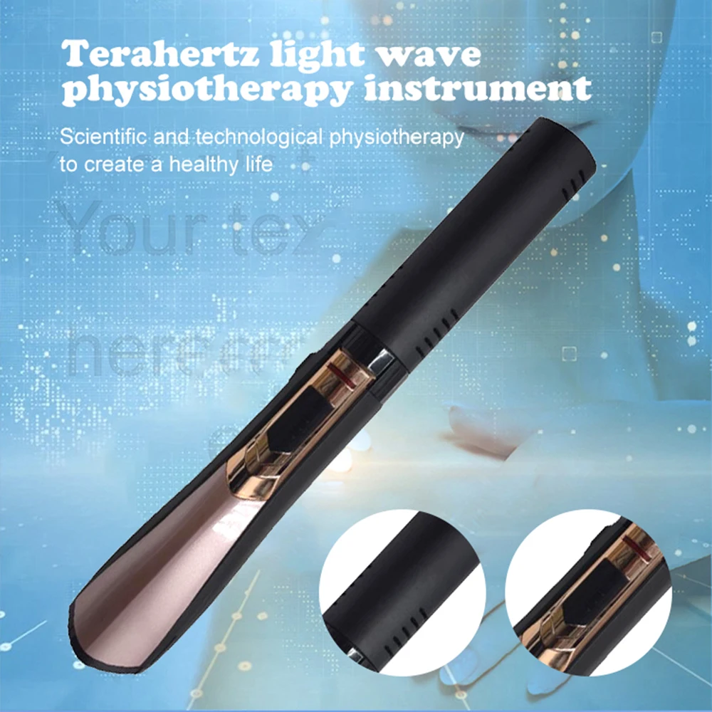 Terahertz therapy device, light wave pulse massage button type hand meridian massager, crystal inner tube