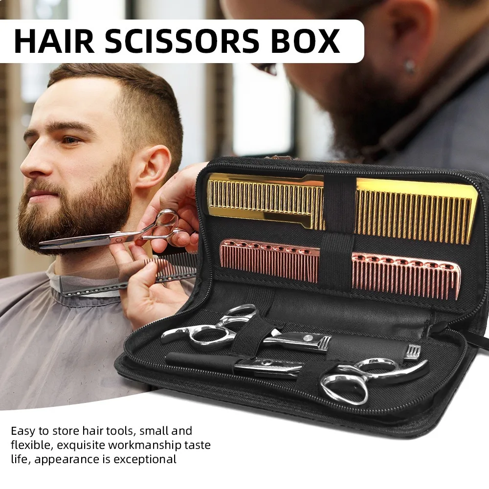 المهنية مقص حلاقة حقيبة تصفيف الشعر العالمي المقص دبوس الشعر تخزين حزمة أدوات بولي Leather الجلود مقصات الحيوانات الأليفة #1