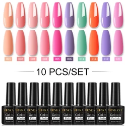 MOSKANY 10pcs Semi-Permanent Nail Polish Gel Macaron Gel Nail Polish Set Nail Salon Art Gel Varnish Kit