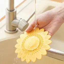 Press-type Silicone Sunflower Floor Drain Cover Anti-clogging Washbasin Hair Filter Bathroom Kitchen Drainage Deodorizing Cover