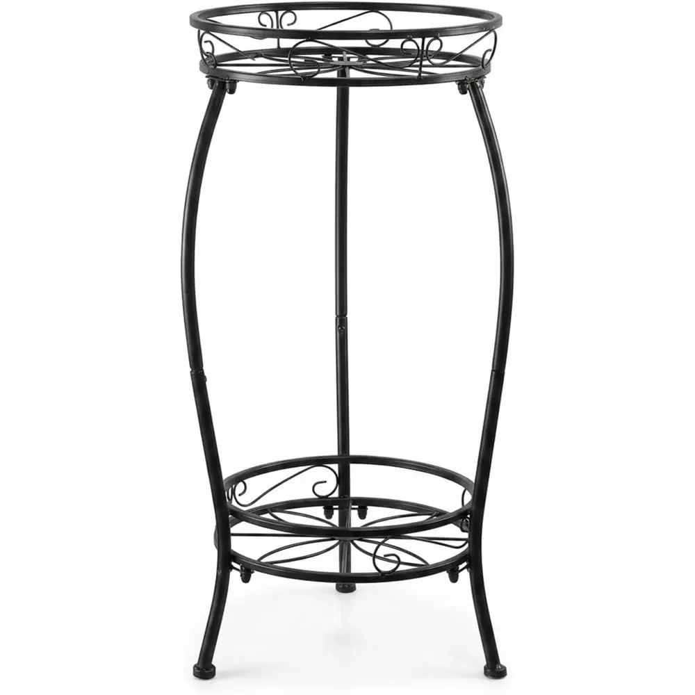 Outdoor/Indoor 27.1'' 2-Tier Metal Plant Stand, Heavy Duty Rustproof Potted Rack for Home, Patio, Balcony, Garden - Black