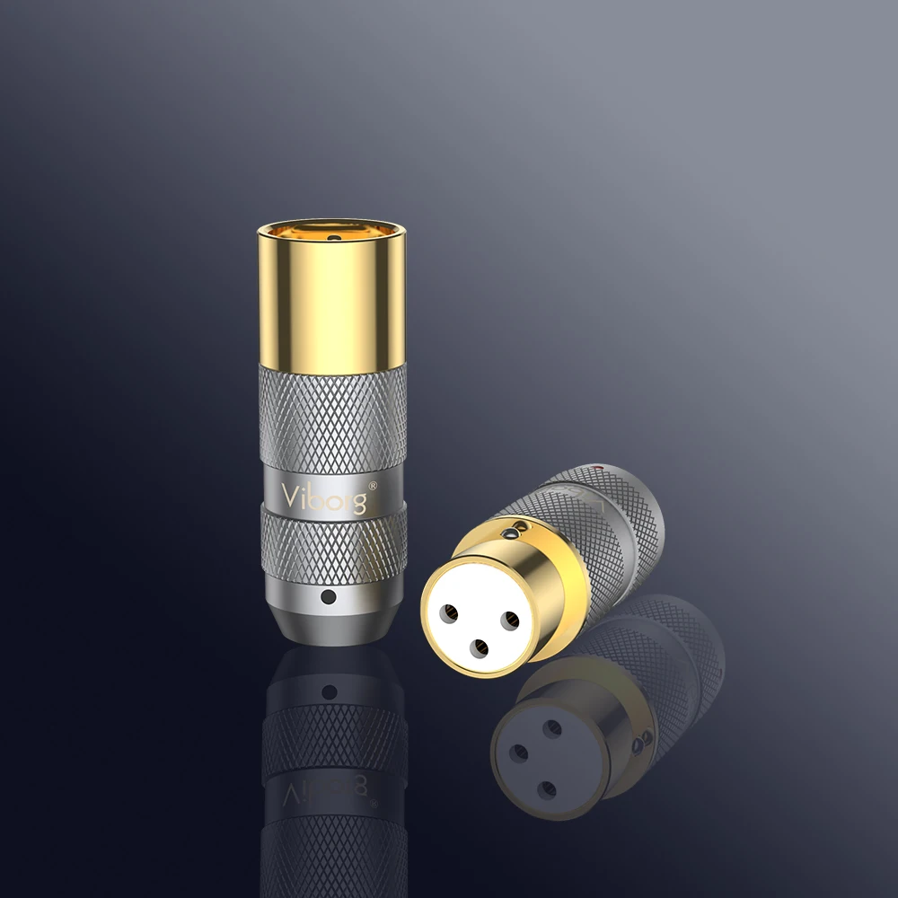 Viborg XM202G XF202G Pure Copper Gold Plated 3 Pin Male XLR Plug Female XLR Connector Cable Adapter for Microphone