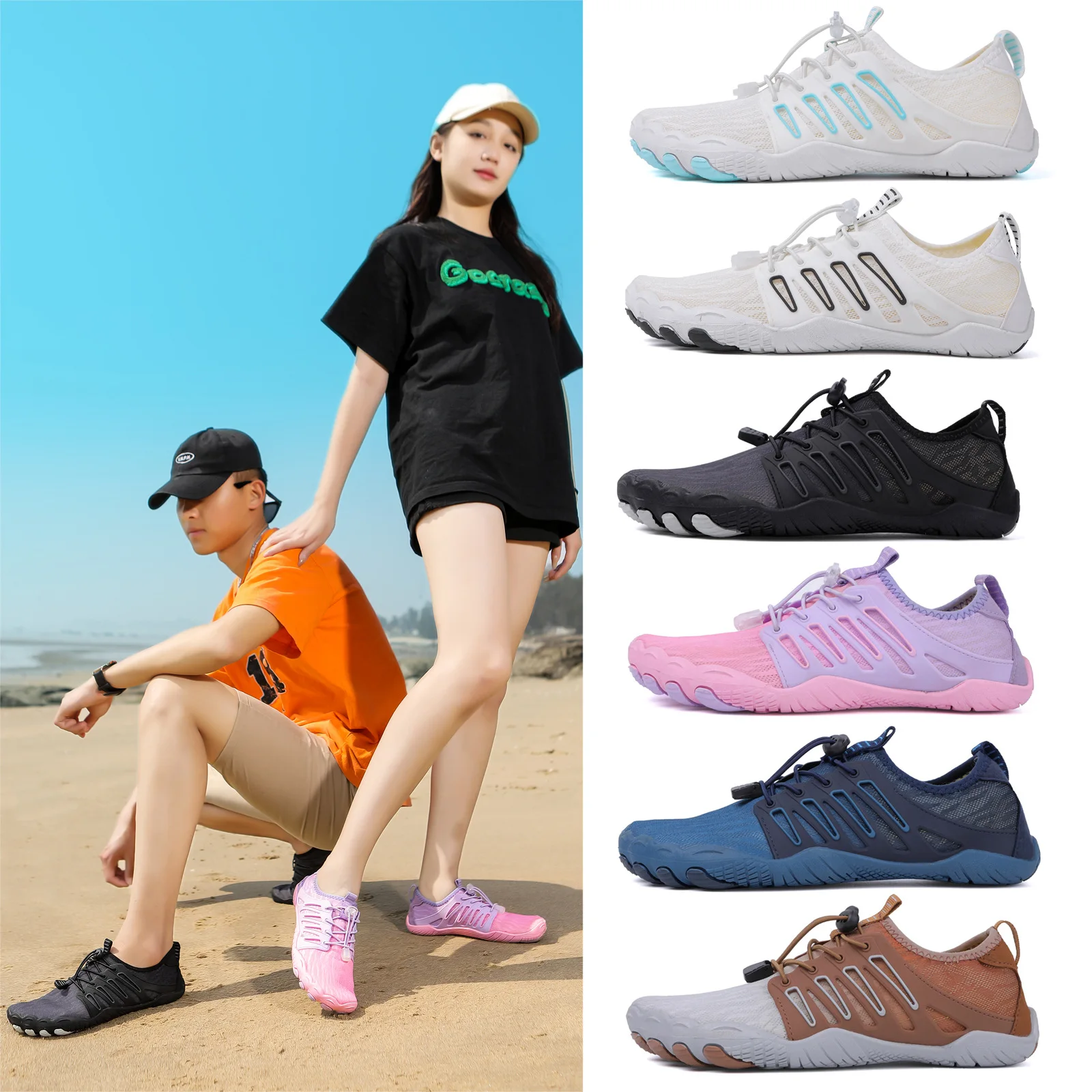 Outdoor Canyoning Shoes Couple's Beach Shoes Amphibious Quick-Dry Wading Shoes Breathable Swimming Shoes Men's Fishing Shoes