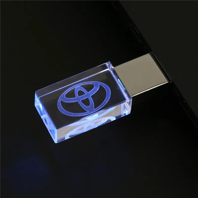 New Car Gift Fashion Crystal USB Flash Drive 128GB with LED Light Memory Stick Free Customized Logo Pen Drive External Storage