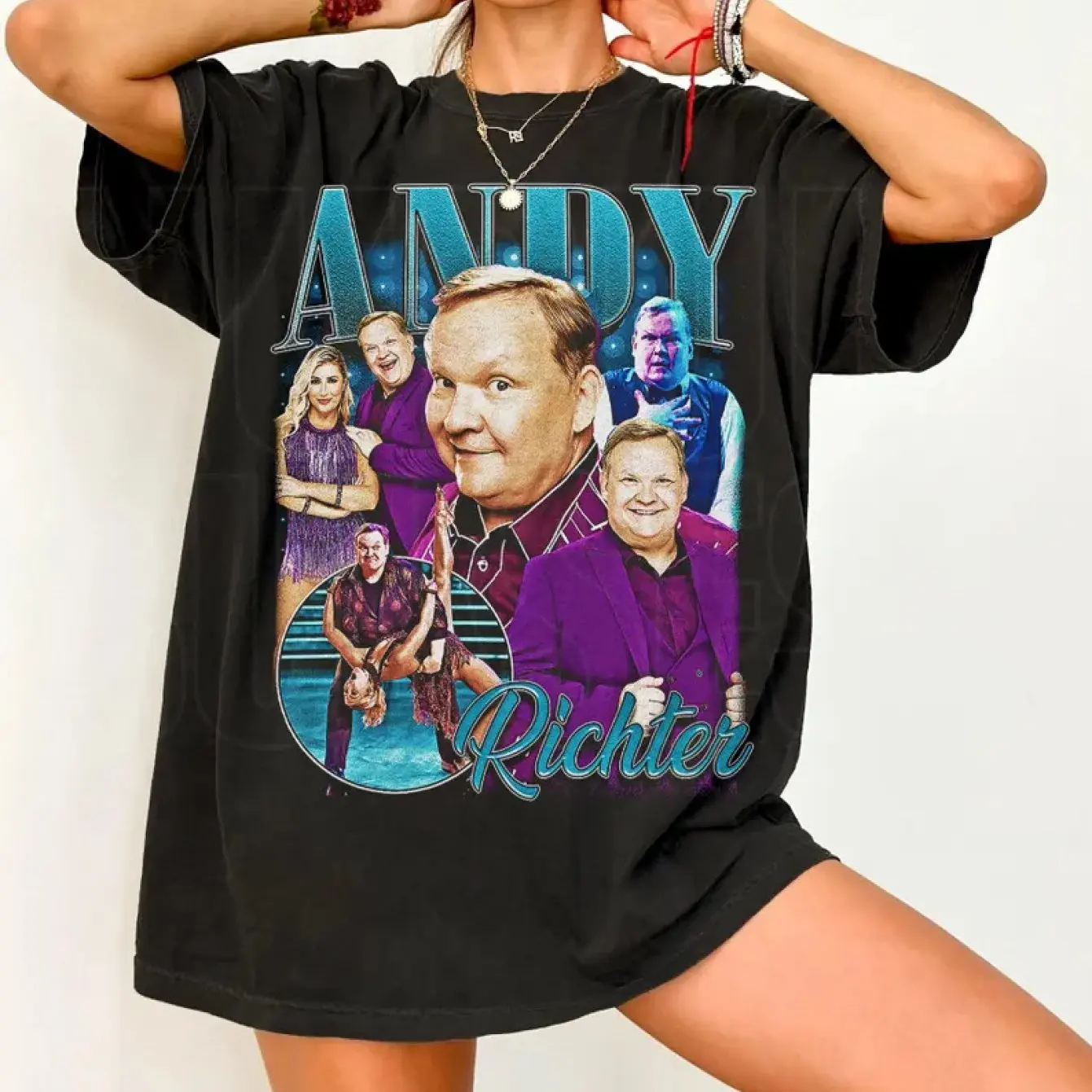 

Andy Richter DWTS Bootleg Unisex T-shirt Starlight Dance Pattern T-shirt Short Sleeve Round Neck Casual