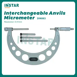 Outside Micrometer With Interchangeable Anvils 0-50mm 0-100mm 0-150mm 50-100mm 100-200mm 200-300mm 150-300mm 0.01mm DIN Grade