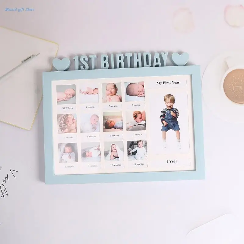 Eerstejaars fotomoment babyherinneringsframe DIY 0-12 maanden fotodisplaycadeau