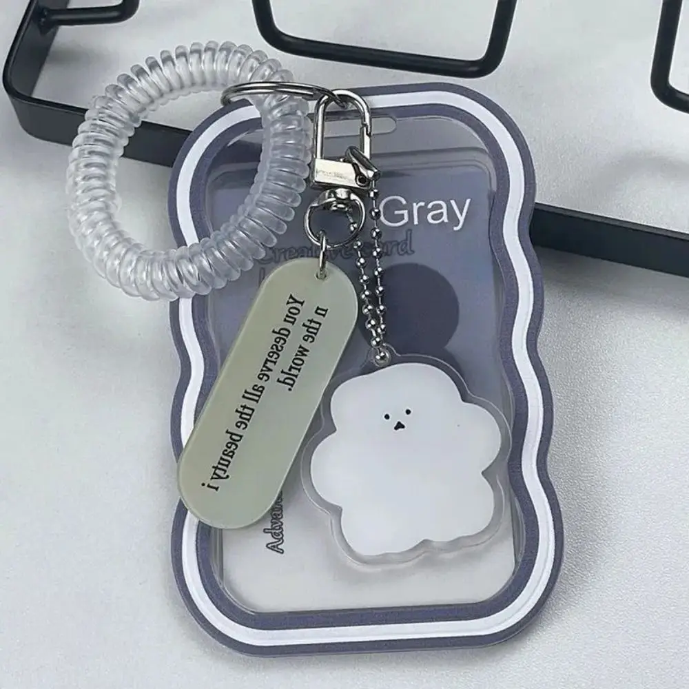 

Cute Transparent Photocard Holder Wave with Keychain Bus Card Holder Card Sleeve Protective Case Transparent Card Cover Outdoor